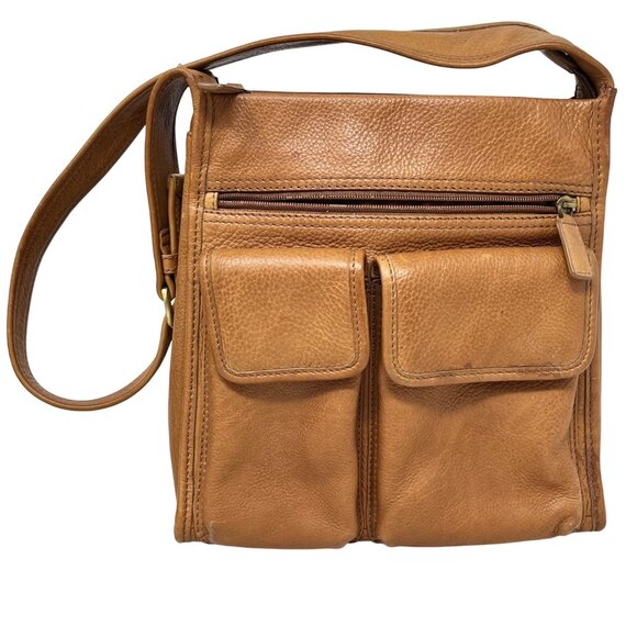 Fossil Full Leather Shoulder Bag Purse Front Pockets Adjustable Strap 75082 - Picture 1 of 13